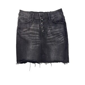 Kendall + Kylie Women's‎ 7/28 Distressed Black Steampunk Mini Skirt Sexy Baddie